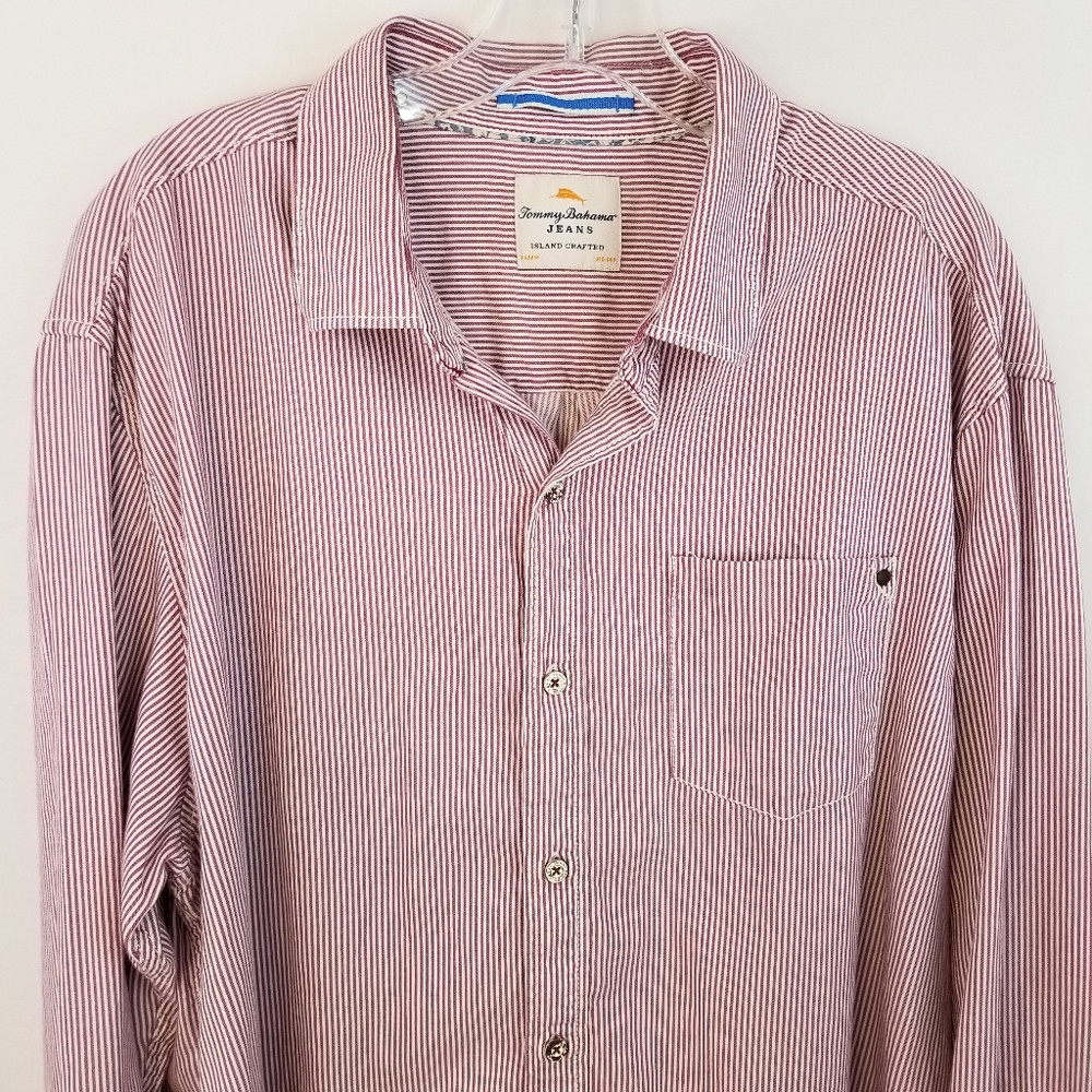 Tommy Bahama Jeans Red Long Sleeve Button Shirt XL